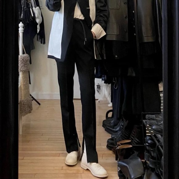 Jil Sander / Uniqlo +J - Women Dark Navy Wool Split Hem Trouser Slim Pant SZ 0 - Picture 7 of 17